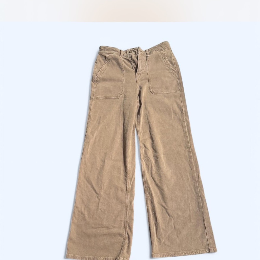 Tan Wide-Leg Corduroy Pants